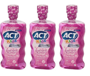 ACT Kids Anticavity Fluoride Rinse, Bubblegum Blowout, 16.9 oz (Pack of 3)