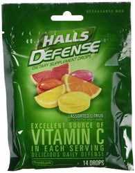 Halls Defense Citrus Vitamin C Drops - 180 Drops (1 bag of 180 drops)