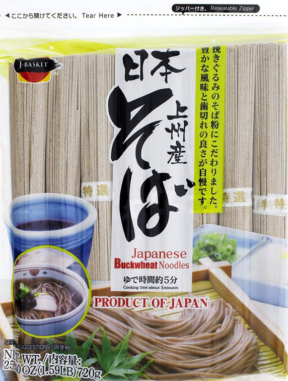 J-Basket Dried Buckwheat Soba Noodles, 25.40 Ounce (Pack of 4)