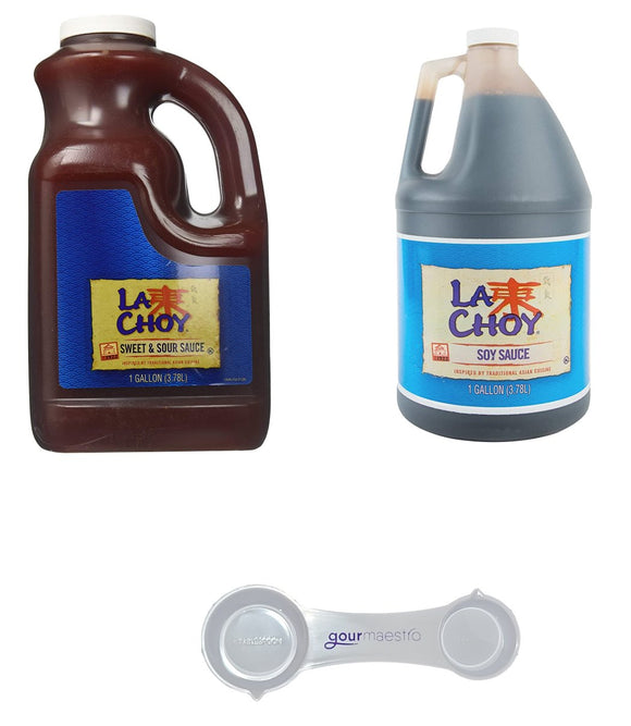 La Choy Sweet and Sauce and Soy Sauce Gift Pack, 1 Gallon Each with Gourmaestro 4 in 1 Measuring Spoon