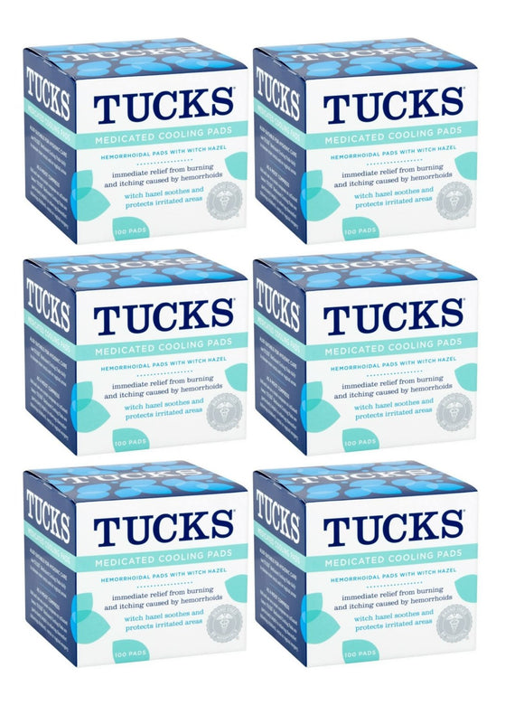 Tucks Medicated Cooling Pads 100 Each (Pack of 6)